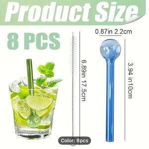 Glass Stirring Rod Set - multi colored set of 8